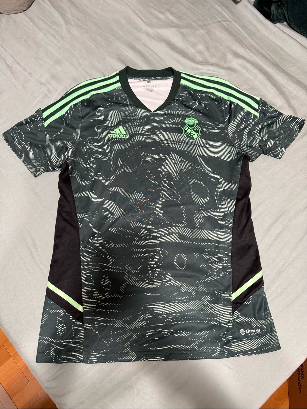 adidas Mens Real Madrid Training Jersey in Black and Neon Green
